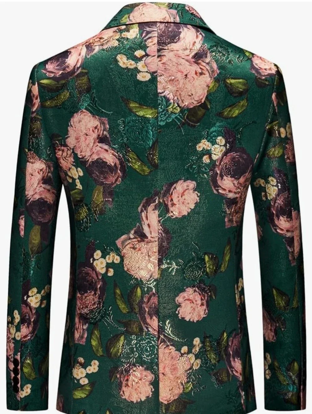 UNINUKOO Men's Floral Tuxedo Blazer Emerald Green Size 32